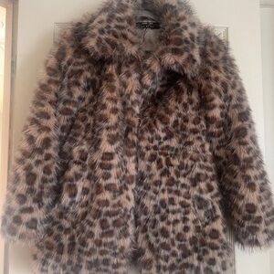 Urban Outfitters Silence + Noise Brown Leopard Teddy Jacket